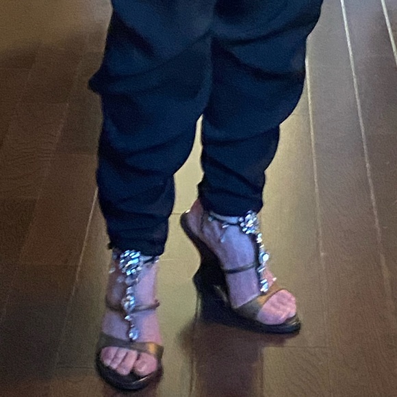 Very chic wedge sandals  gold leather - Picture 3 of 7